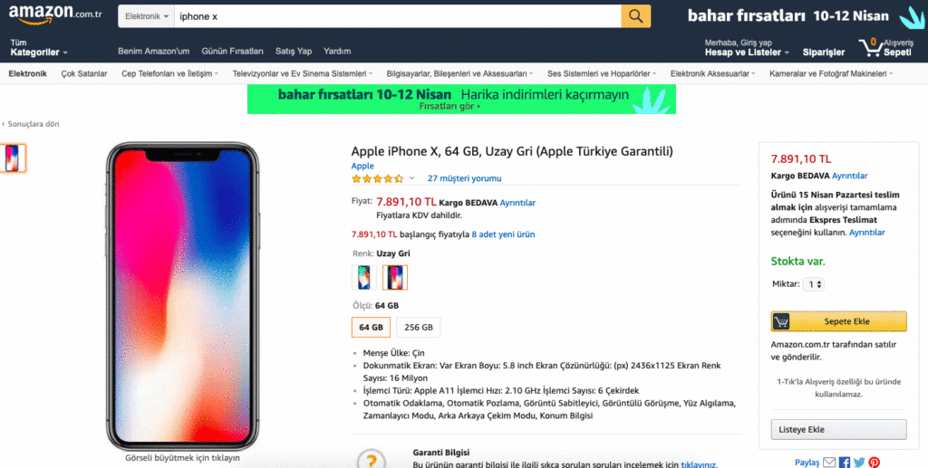 Amazon Product Detail iphoneX
