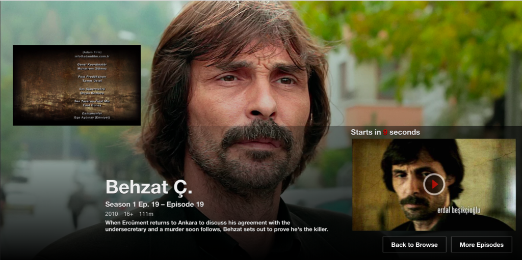 Netflix İçerik Sonu Sonraki Bölüme Geç Öneri Modülü (Behzat Ç)